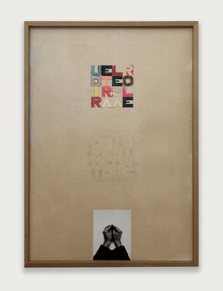 Alighiero Boetti - Due mani e una matita, (UDIRE TRA LE PAROLE), 1975